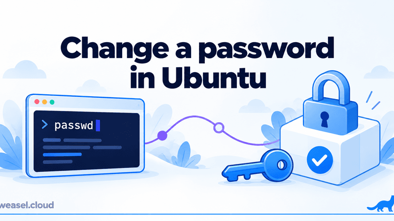 Change a password in Ubuntu: a terminal with the passwd command, a key and a padlock