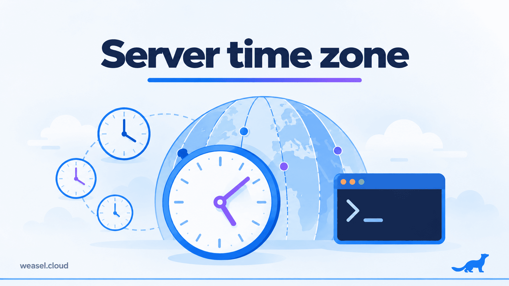 Article cover: time zone and clock on a Linux server