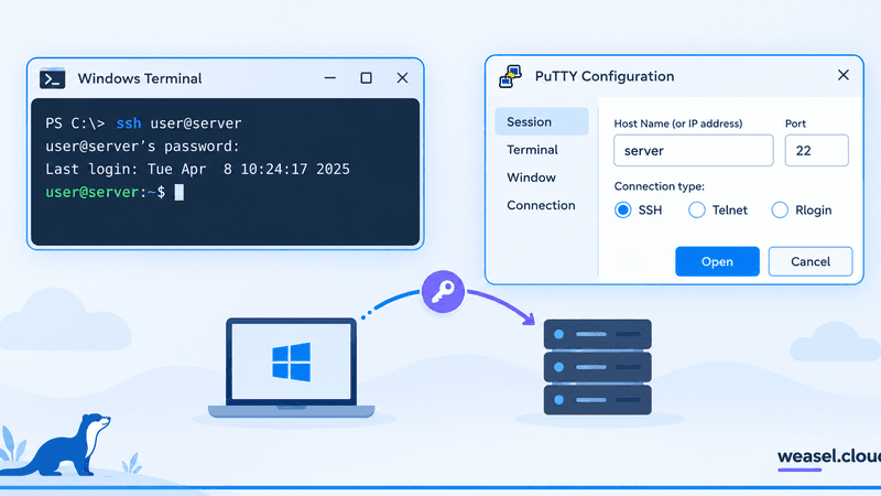 как подключиться через Putty windows