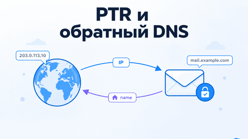 Обложка статьи: PTR и обратный DNS